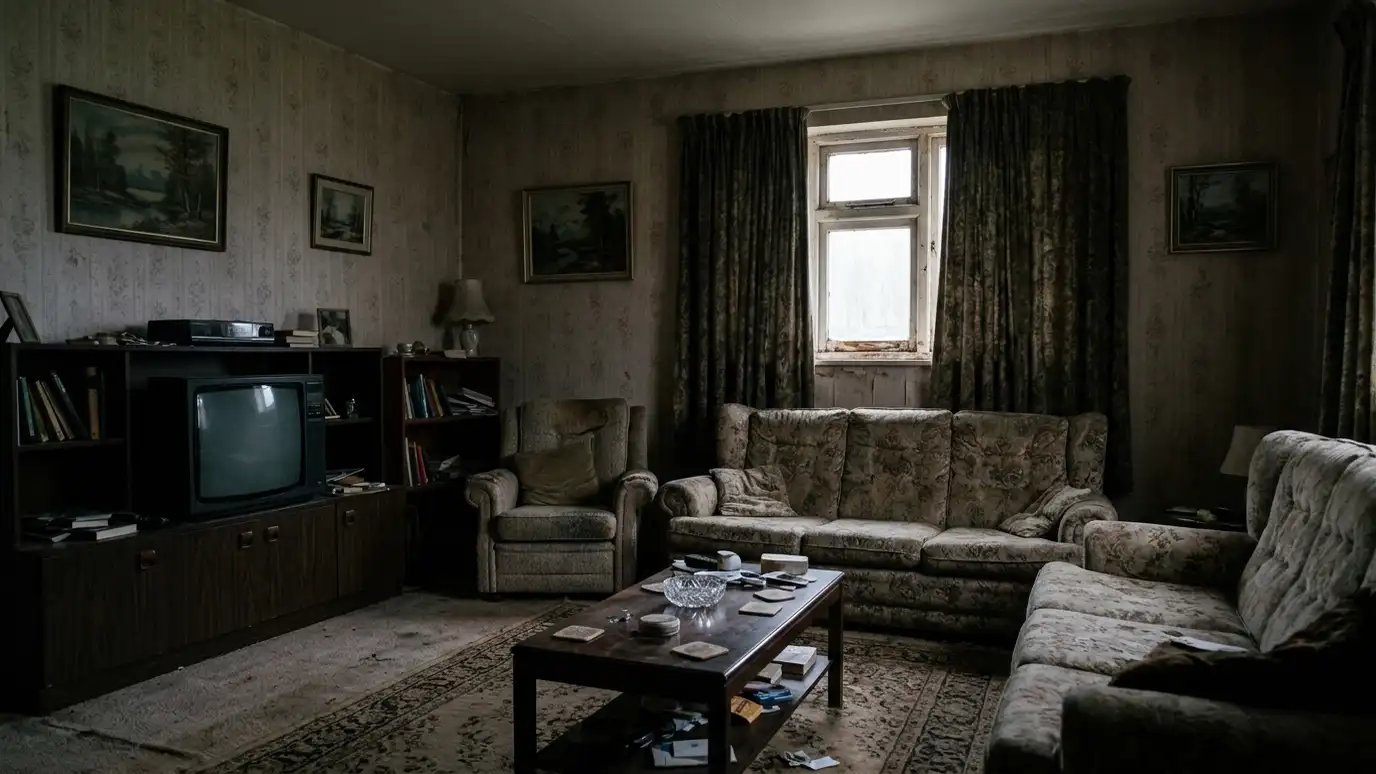 Before: a living room with a small dated window with heavy curtains that left the room dim