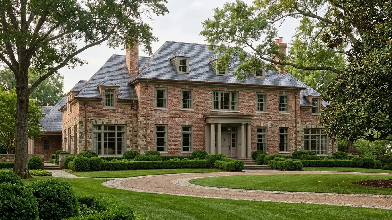 A well-kept home in Belle Meade, Tennessee with clean new windows on a quiet street