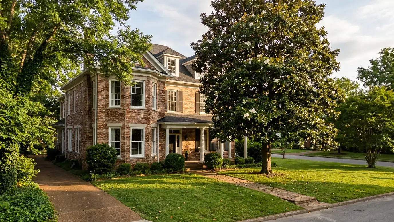 A well-kept home in Lawrenceburg, Tennessee with clean new windows on a quiet street