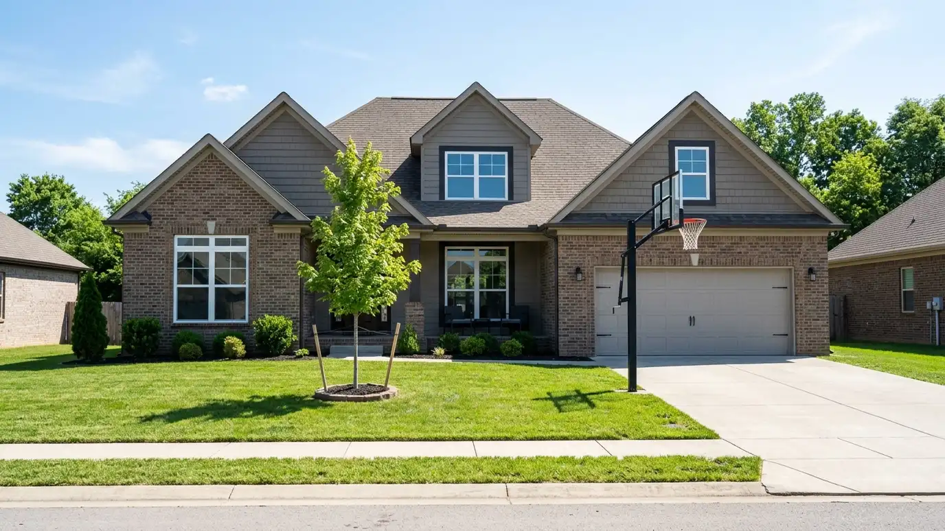 A well-kept home in Murfreesboro, Tennessee with clean new windows on a quiet street